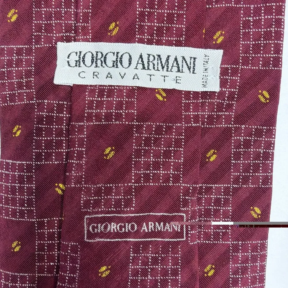 Giorgio Armani Cravatte Silk Tie Maroon Designer Necktie Italy Vintage Y2k Gift